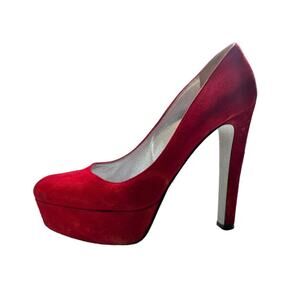 Prada Suede Platform Pumps in Red | Size 9.5